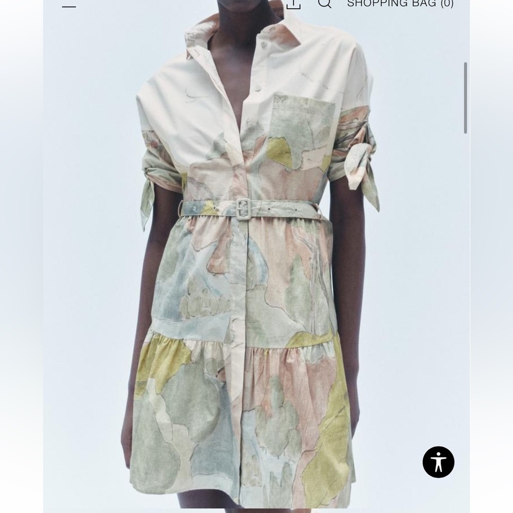 Zara Cream and Pastel Multicolor Shirt Dress - Picture 3 of 14